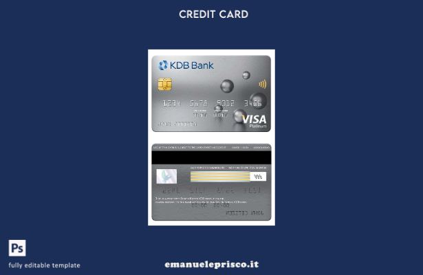 modello di carta platino per visto bancario KDB in stile verificato della Corea 